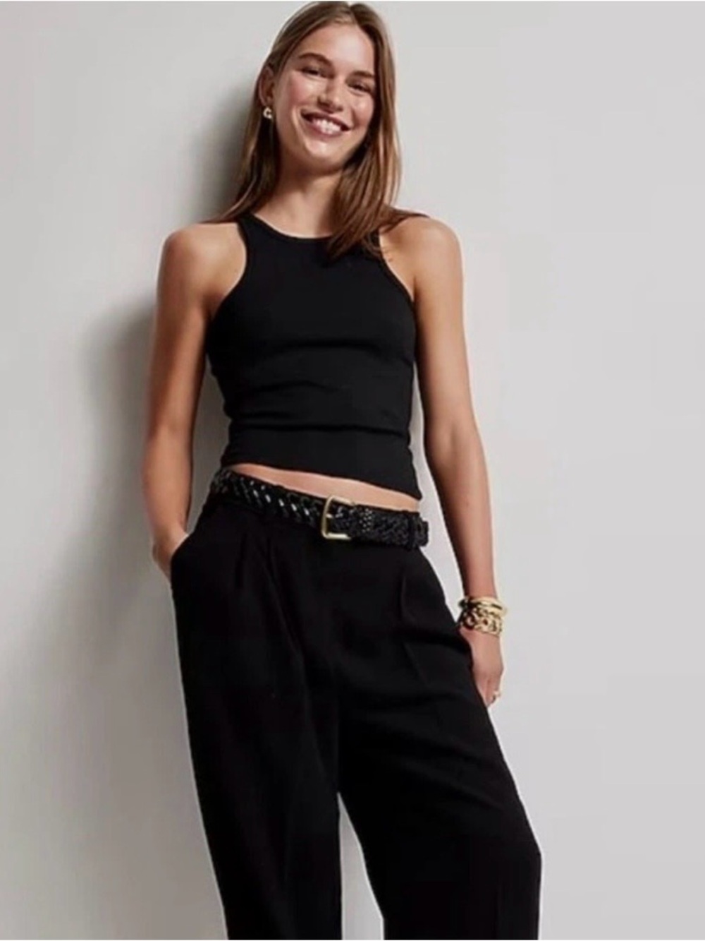 NWT J.Crew New Favorite Tank Top in Vintage Rib Stretch Style BH925 Black Size M